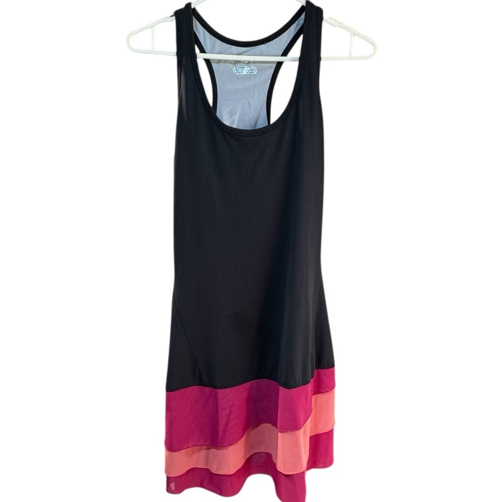Fila Backspin Black/Pink Racerback Tank Tennis Dress w/Built in bra Sz XS EUCβ
